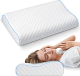 PHYSEN Orthopedisch kussen Nekkussen, neksteunkussen, traagschuimkussen, ergonomisch nekpijnkussen Slaapkussen Anti-snurkkussen voor zijkanten, rug en buik (62 * 34 * 11,6,5 cm) Cervicale orthopedische kussens Naty Shop Wit-Blauw