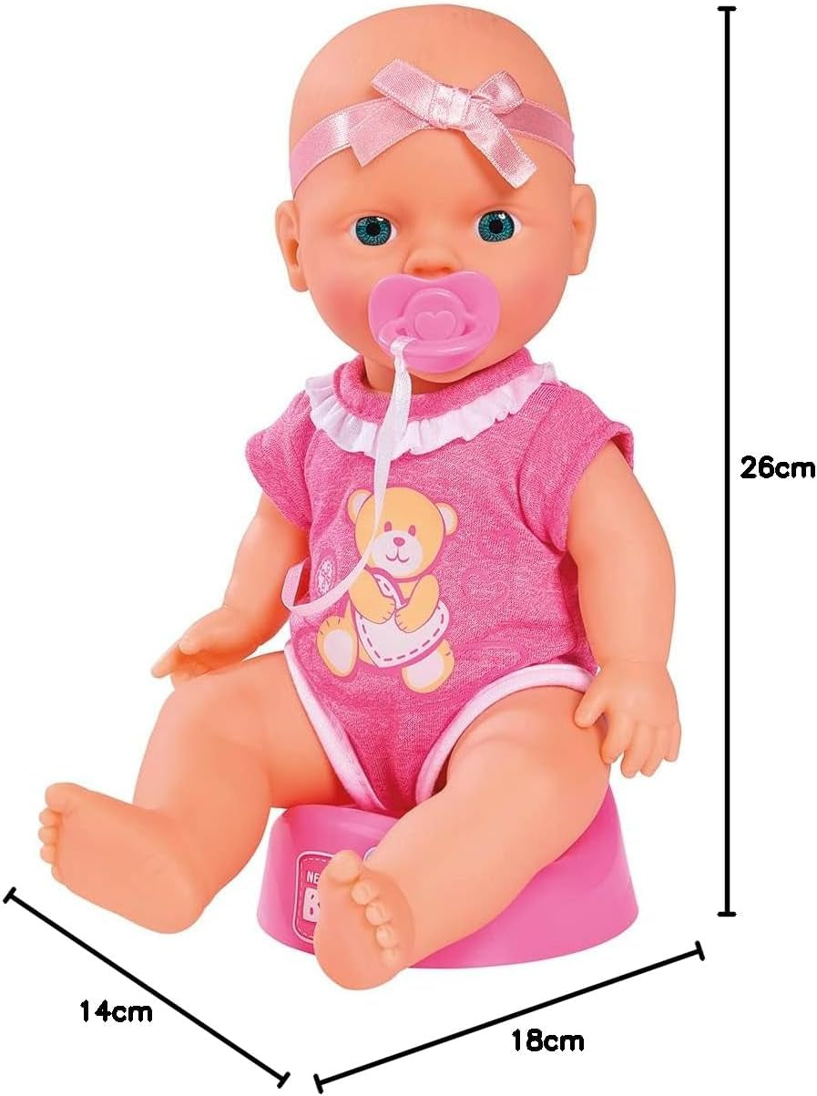 Simba 105030069 - pasgeboren pop, volledig vinyl drink- en drinkpop met geboorteakte en accessoires, 4 stuks, 30 cm, babypop, vanaf 3 jaar