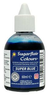 Sugarflair Super Blue vloeibare voedselkleuring - Hooggeconcentreerde voedselkleuring voor het kleuren van suikerpasta, botercrème, glazuur, bitterkoekjes, taartdecoraties en meer - 60ml