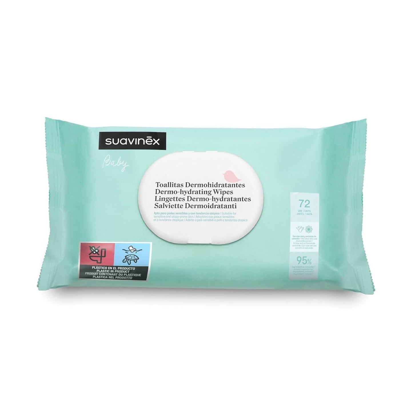 Suavinex 14 stuks 60 vochtige babydoekjes (in totaal 840 doekjes), hydraterend, geschikt voor atopische huid, 95% natuurlijke ingrediënten