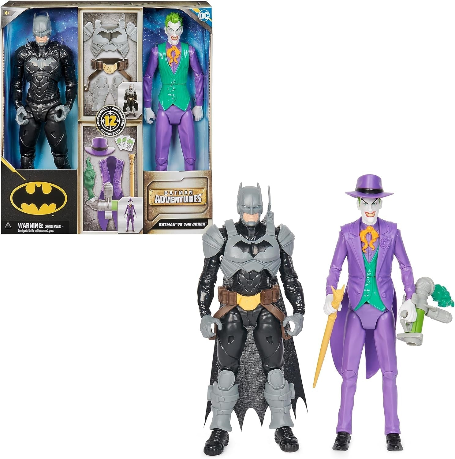 DC Batman Adventures Batman Vs the Joker actiefigurenset, 30 cm - 2 volledig beweegbare figuren met 12 versnellingen voor spannend rollenspel, speelgoed voor actiefiguren vanaf 4 jaar oud Naty Shop Standaardtitel