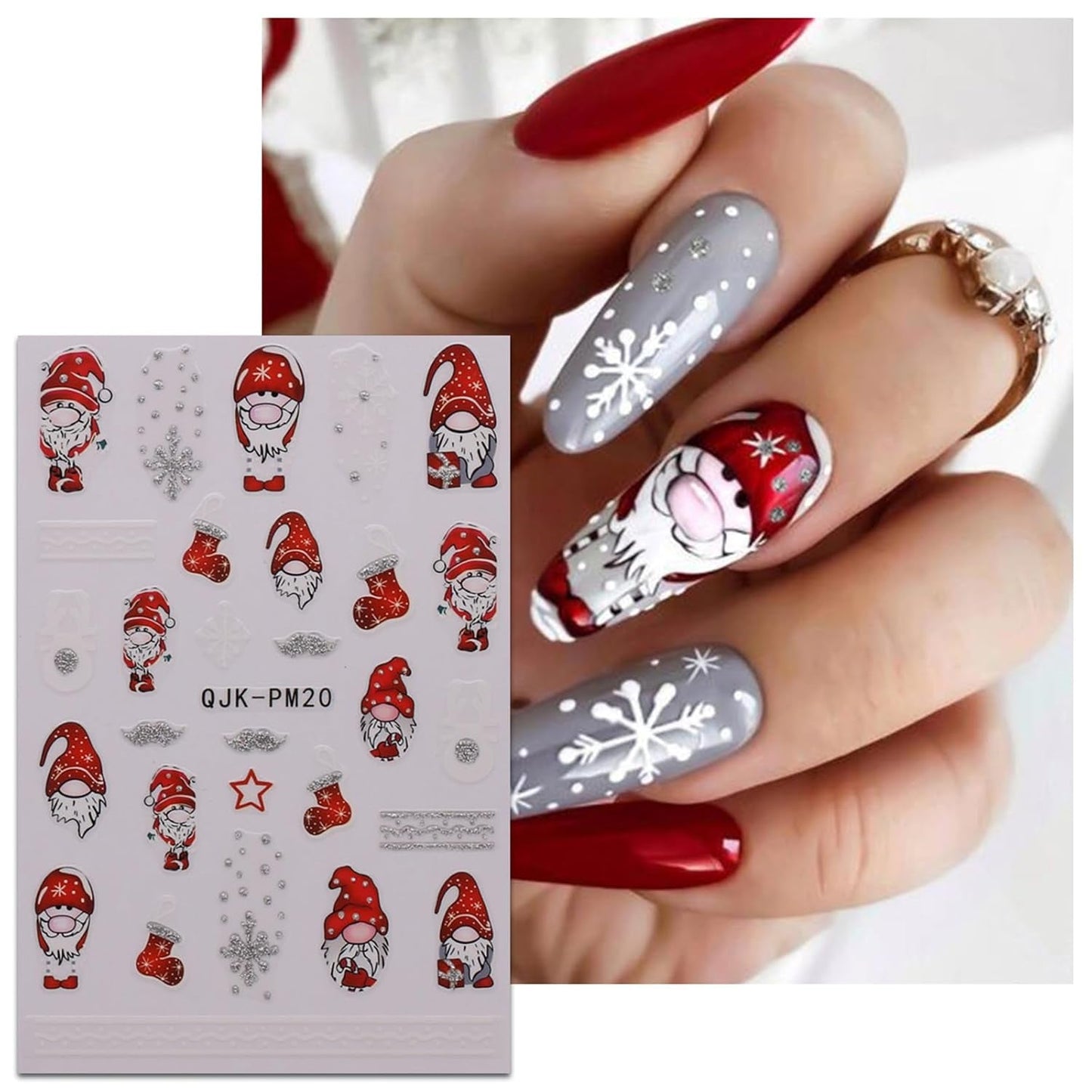 JMEOWIO Nagelsticker Glitzer Weihnachten 10 Blatt Nail Art Sticker Selbstklebend Nagelaufkleber Schneeflocken Winter Decoratie Nageldesign Zubehör