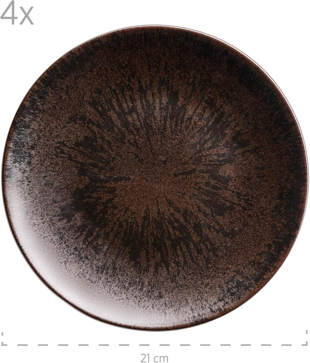 MÄSER brons metallic 12-delig servies voor 4 personen met elegant en glanzend glazuur dinerbordenset met dinerbord, dinerbord en dessertbord van hoogwaardig keramiek, steengoed, bruin