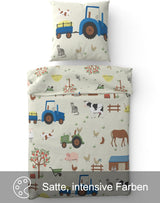 Skybrands Kinder Bettwäsche Tiere 135X200 Bauernhof Kinderbettwäsche Bagger Traktor Baumwolle Kinderbettwäsche 2Tgl. Für Jungen en Mädchen Naty Shop