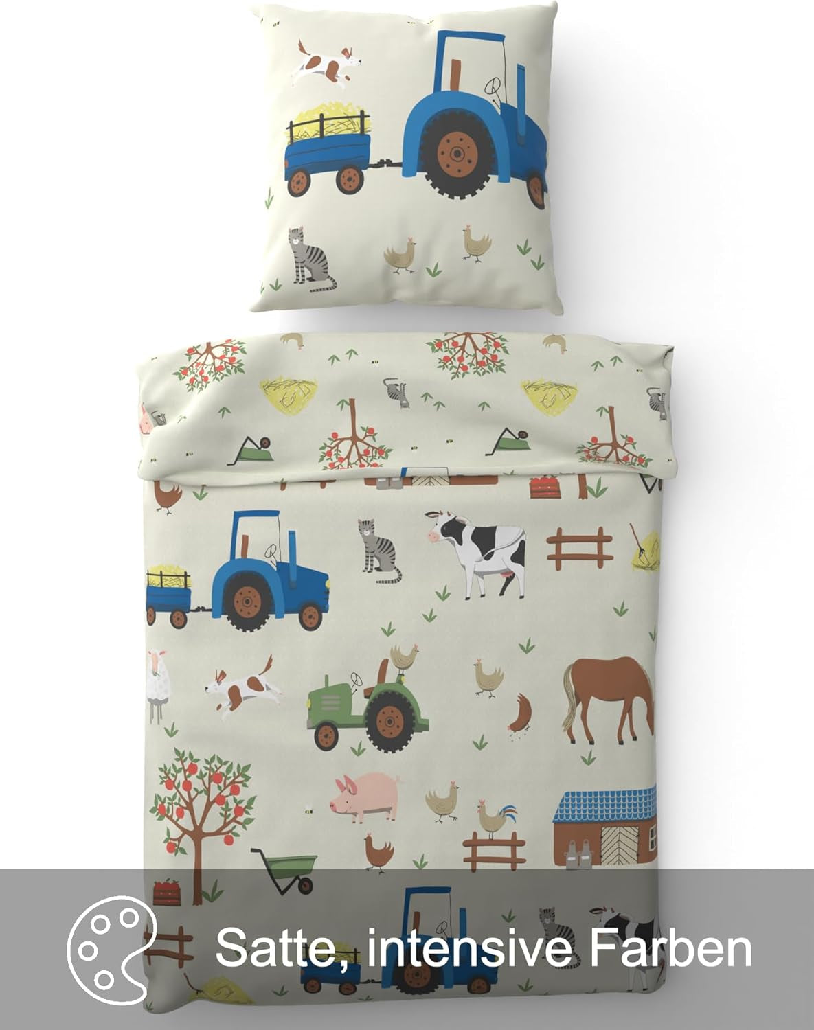 Skybrands Kinder Bettwäsche Tiere 135X200 Bauernhof Kinderbettwäsche Bagger Traktor Baumwolle Kinderbettwäsche 2Tgl. Für Jungen en Mädchen Naty Shop