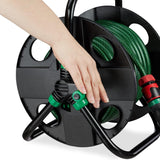 Relaxdays slanghaspel, lege waterslanghaspel, voor 30m 1/2" tuinslang, hoogte-breedte 39 x 43 x 30 cm, zwart-groen