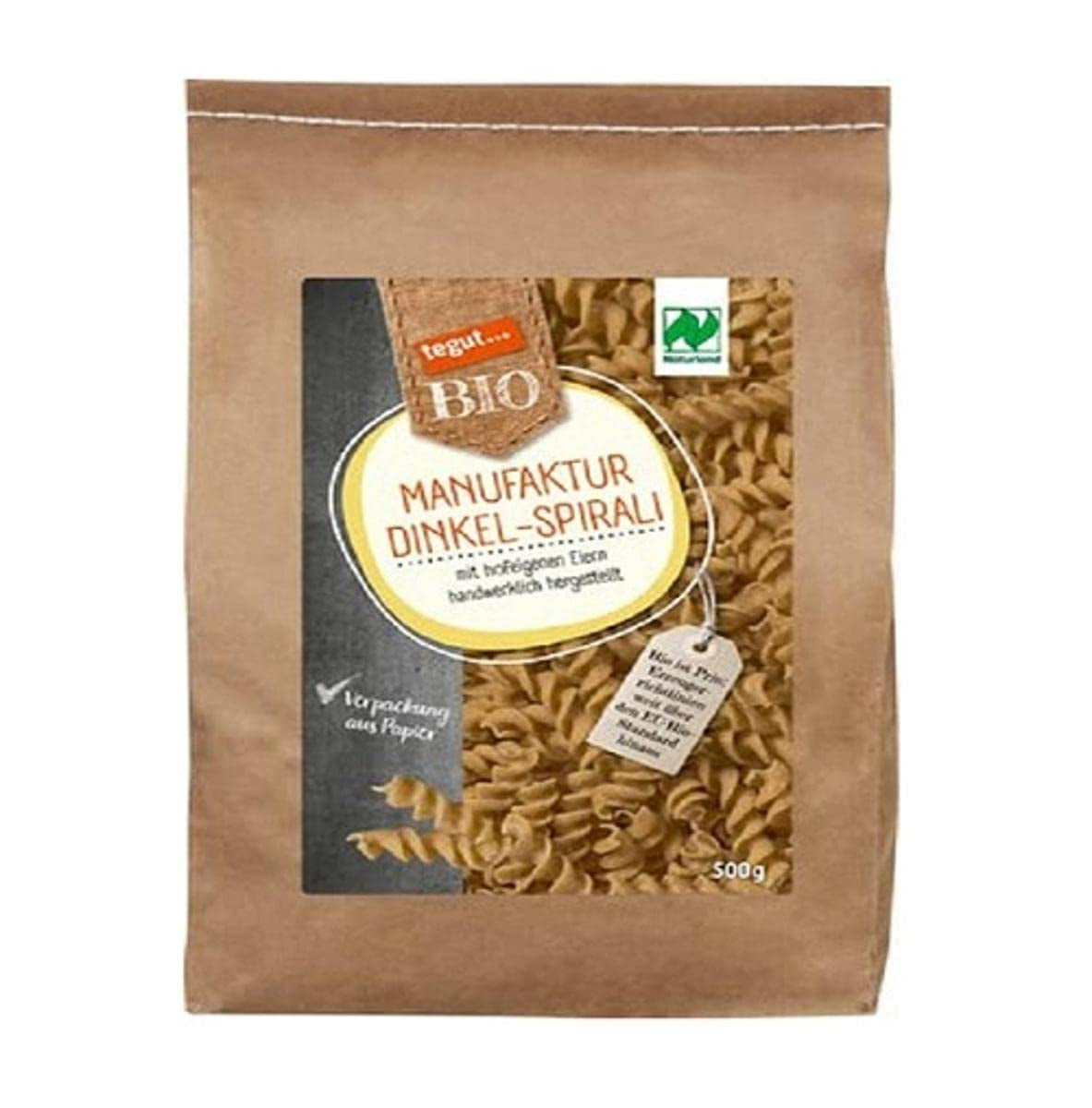 tegut... Biologische speltspiraalpasta, 1 x 500 g