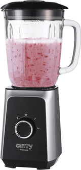 CR 4077 Standmixer Met 1,5L Glashouder, Smoothie Maker, Hochleistungsmixer, Mahlung, Eis-Zerkleinerung, Pulsfunktion, Edelstahlklingen, 2 Geschwindigkeiten, 1000W, Schwarz/Silber Kitchen Naty Shop