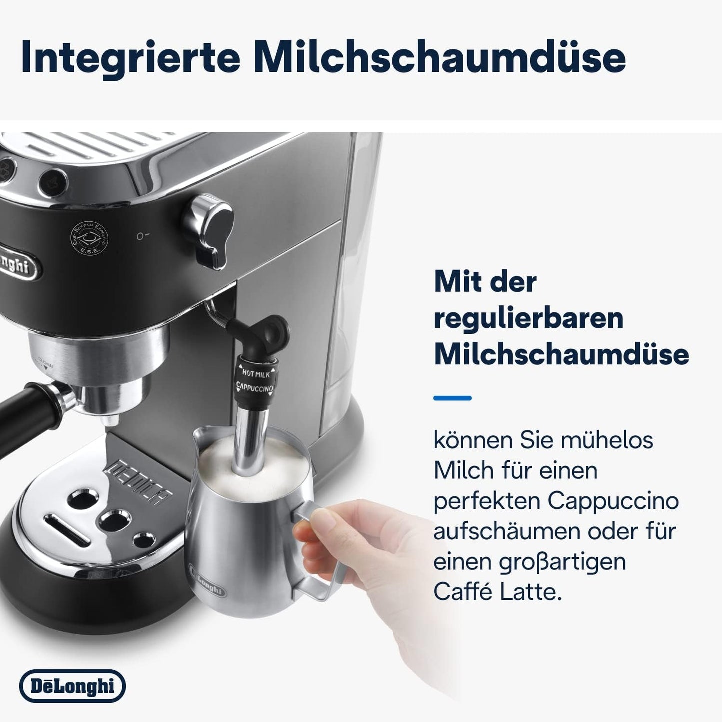 De'Longhi Dedica Style EC 685.B - Espressomachine met portafilter, espressomachine met professionele melkopschuimer, slechts 15 cm breed, voor gemalen koffie of ESE-capsules, 1 l watertank, zwart