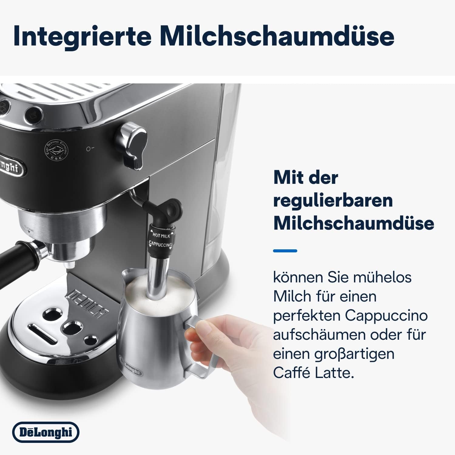 De'Longhi Dedica Style EC 685.B - Espressomachine met portafilter, espressomachine met professionele melkopschuimer, slechts 15 cm breed, voor gemalen koffie of ESE-capsules, 1 l watertank, zwart