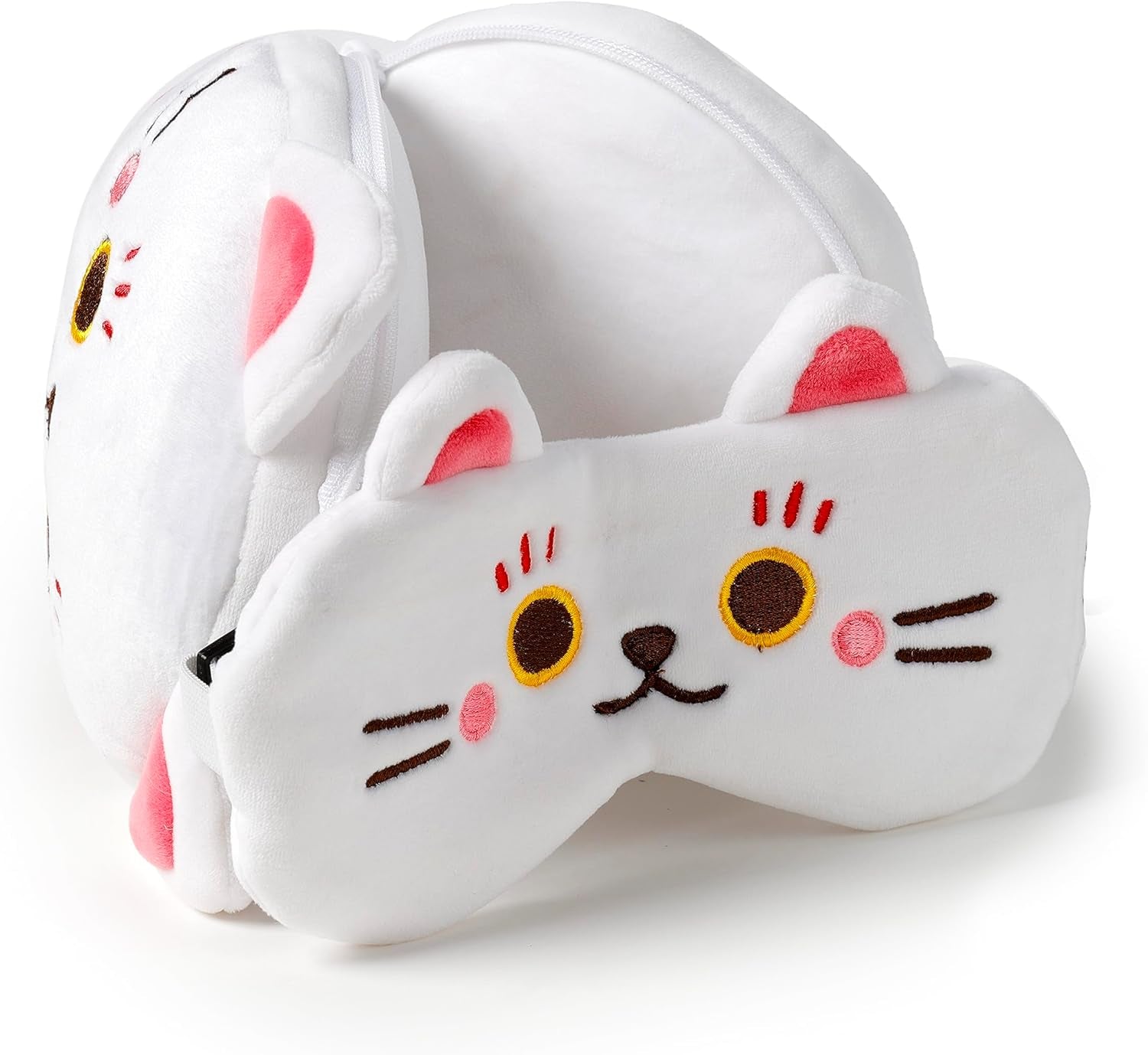 Reiskussen met Relaxeazzz masker - Maneki Neko kat geluksbrenger Reiskussens Naty Shop
