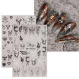 JMEOWIO Nagelsticker Schmetterling 9 Blatt Nail Art Sticker Selbstklebend Nagelaufkleber Mond Decoratie Nageldesign Zubehör