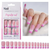 30 stuks Franse nepnagels - lijm op kunstnagels - zachte gelnagels voor dames - acryl zelfklevende nagels vierkante manicure (Frans roze)