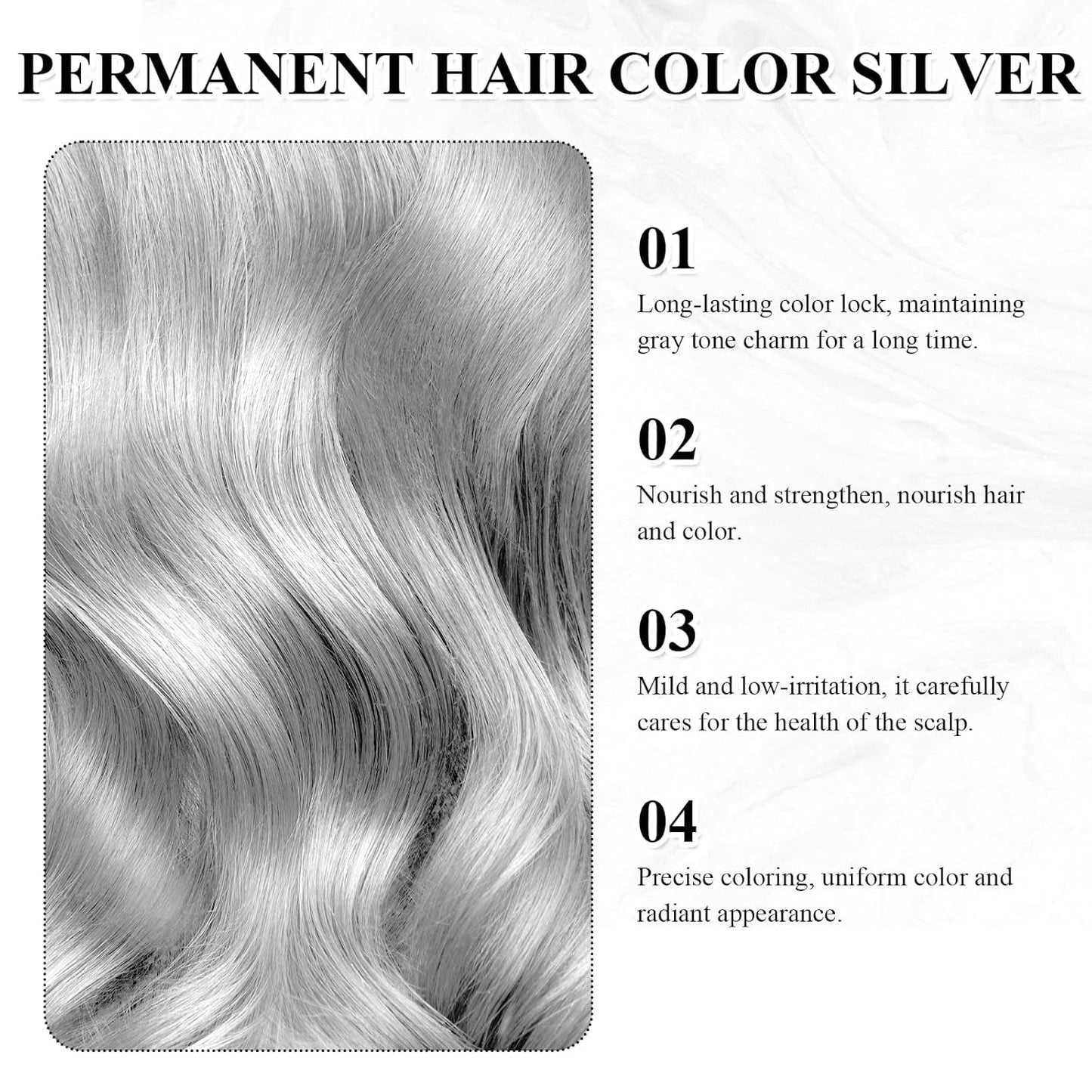 Haarverf Grijs Zilver Natuurlijk Zilvergrijs Haarverf Crème, Grijs Haarverf Crème Zilvergrijs, Zilvergrijs Natuurlijk Haarverf Crème Grijs Haarverf voor alle haartypes met 1 Hoofdhuid Massager (100ml) Haarverf Naty Shop