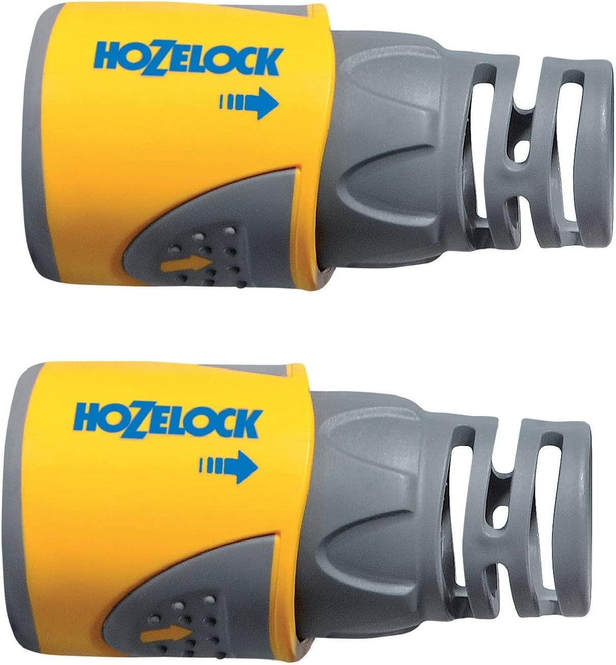 HOZELOCK - 2 slangkoppelingen Plus Ø 12,5 mm - 15 mm (1/2"- 5/8") Soft Touch: waterdichte, antislip, flexibele en verlengde slangaansluiting die draaien en druipen voorkomt [2050P0025]