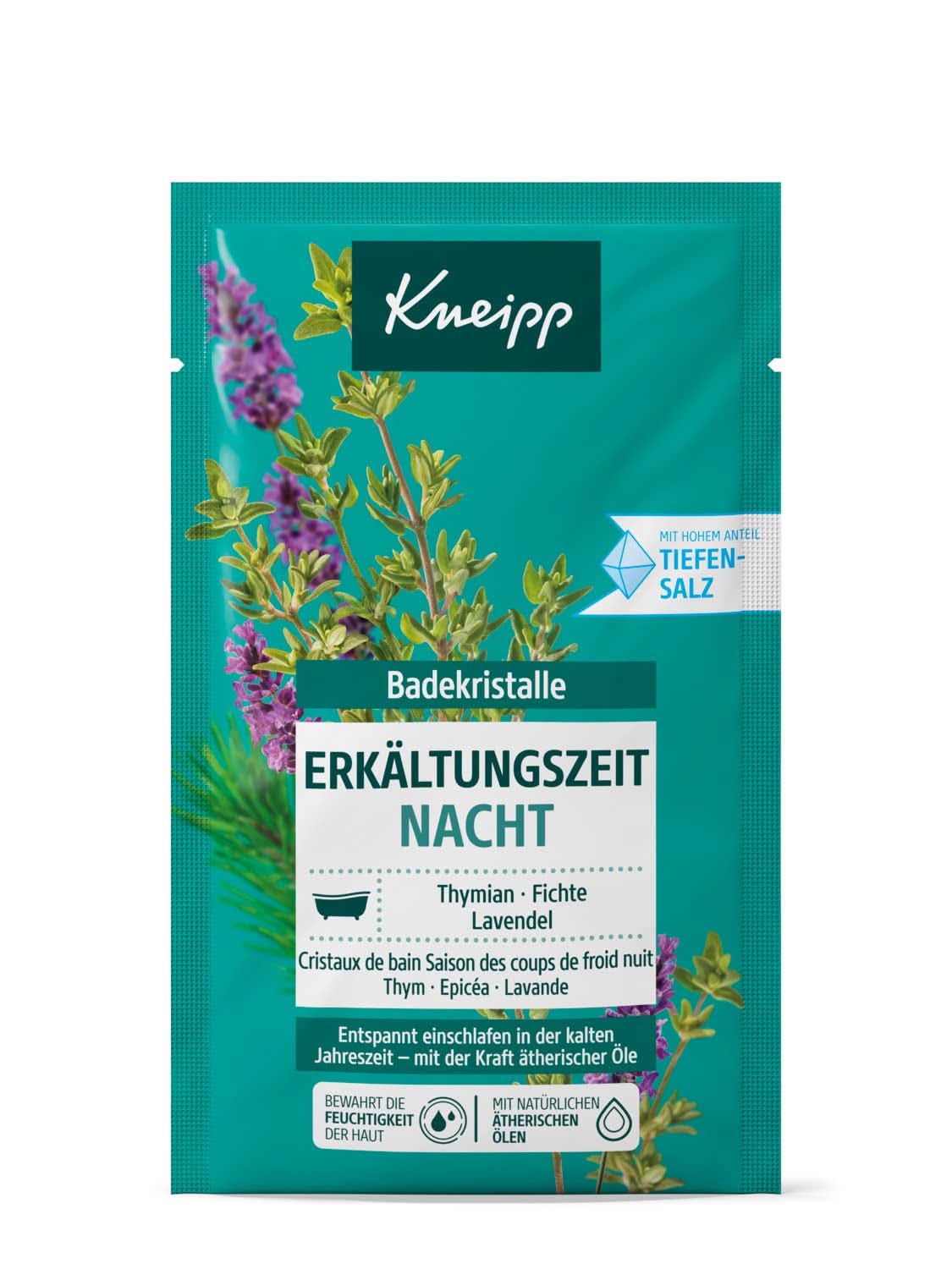 Kneipp Natuurlijk Badzout van de Luisenhall Zoutziederij met Essentiële Oliën Van Lavendel, Tijm en Sparren - Ontspannen slapen in koude seizoenen - 60 Gram Douche & Bad Naty Shop