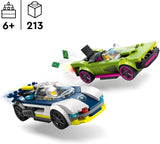 LEGO City Autoachtervolging met politieauto en muscle car, speelgoedtrein met 2 raceauto's, politiecadeau voor kinderen, jongens en meisjes vanaf 6 jaar, set met politieagent en minifiguren Ganovin 60415 Bouwsets Besuche den LEGO-Store