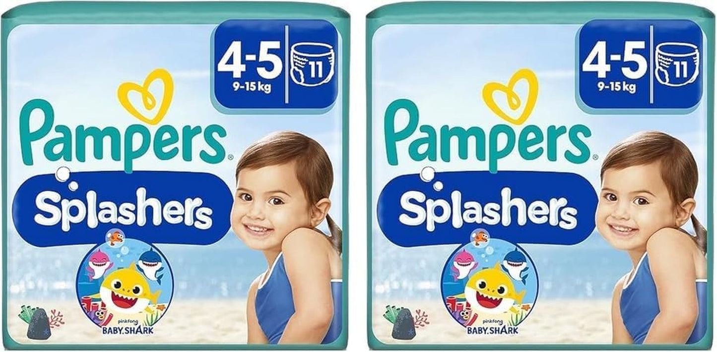 Pampers Splashers Baby Shark Limited Edition Wegwerpzwemluiers 4-5, 11, 9kg-15kg, voor veilige bescherming in het water