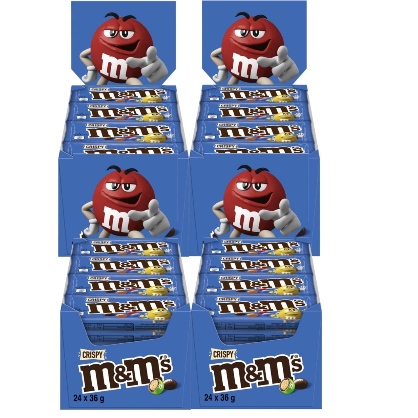 M&M's Pinda Chocolade Bulkverpakking 24 x 45g Chocolade Pinda Smaak Linzen Chocolade Cadeau (1080g) Ideaal als traktatie met voetbalthema
