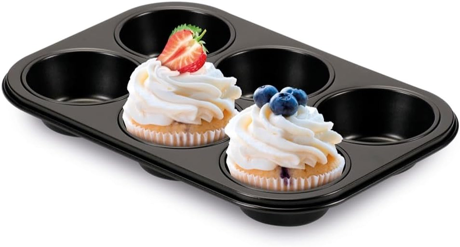 , Vorm 6 muffins 18,5x27cm, zwart Vormen en bakplaten Naty Shop