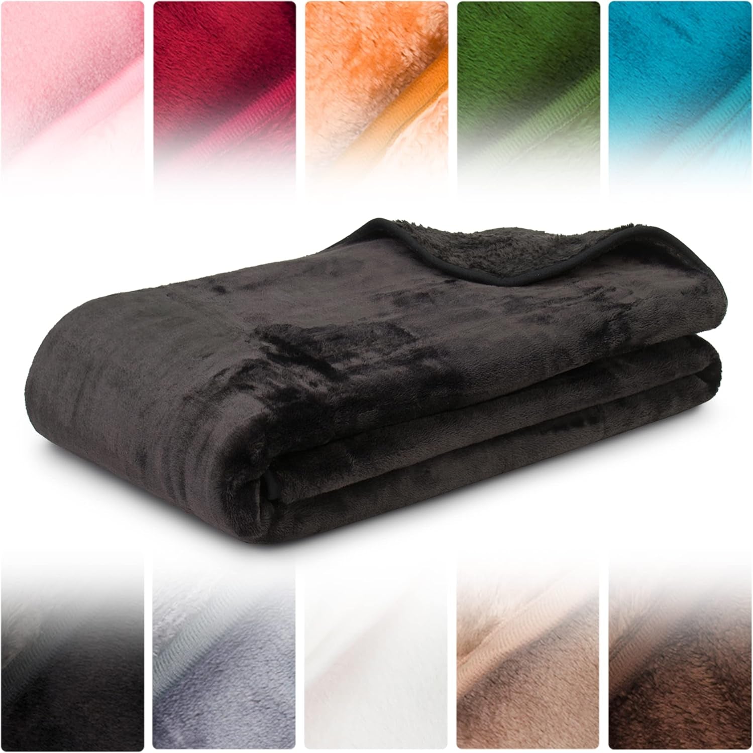 Amago - Comfortabele deken, kasjmierlook, 180 X 220 cm - Zwarte bedden en dekens Besuche den Gözze-Store