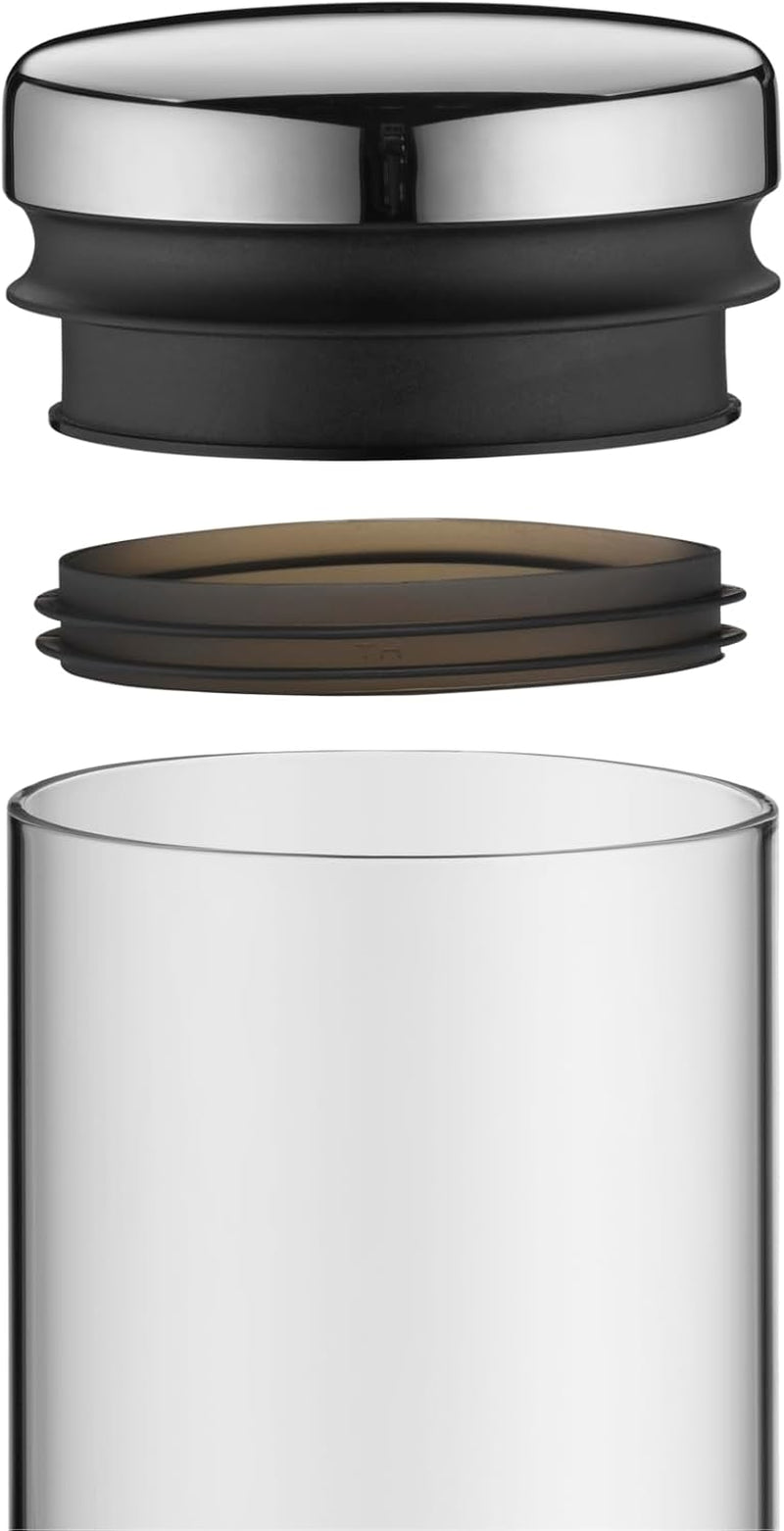 WMF Depot 1L glazen voorraadpot, hoogte 21,5 cm, voorraadpot met deksel, koffiebonencontainer, graankan, voedselvoorraadpot met brede vulopening (4 stuks) Voedselbewaardozen Naty Shop