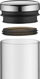 WMF Depot 1L glazen voorraadpot, hoogte 21,5 cm, voorraadpot met deksel, koffiebonencontainer, graankan, voedselvoorraadpot met brede vulopening (4 stuks) Voedselbewaardozen Naty Shop