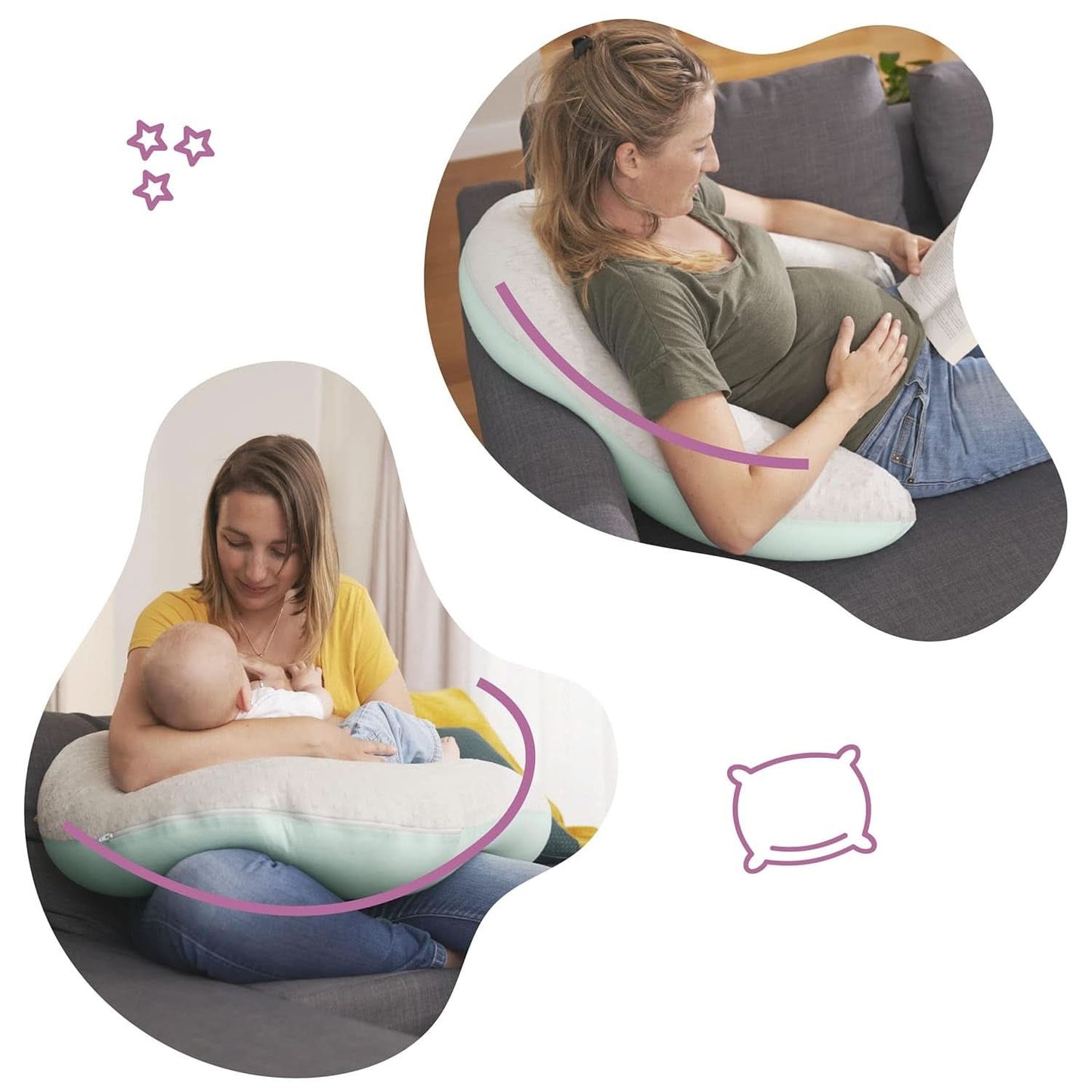 Badabulle Voedingskussen en zacht zwangerschapskussen, 150 cm, inclusief hoes, ergonomische vorm Accessoires Voeding en borstvoeding Bebe Naty Shop