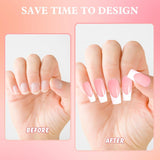 360pcs Kunstnagels Franse nagels Medium rechthoek Kunstnagels Natuurlijke nepnagels DIY valse nageltips met nagelvijl Druk op kunstnagels voor dames en dames