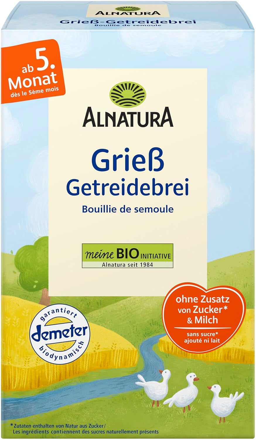 Biologische ontbijtgranen voor baby's vanaf 4 maanden, griesmeel, 6 x 250 g