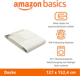 Amazon Basics Gooi Deken, licht, gerecycled polyester, Room Decor Cosy Deken, 127 X 152 Cm, ivoorwit met blauw patroon Geruite bedden en dekens Besuche bij Amazon Basics-Store
