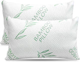 Kingsize 2-pack bamboekussen - versnipperd traagschuim Verstelbaar slaapbedkussen - rug-, buik-, zijslaper, afneembare hoes, verkoelend hotel-down alternatief, koning (2-pack) Naty Shop standaardkussens Standaardtitel