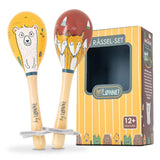 HEJ LØNNE set van 2 houten bellen - Kindermaracas - houten muziekinstrument ter bevordering van de motoriek, coördinatie en sociaal gedrag - houten bel voor kinderen - kinderspeelgoed Jucarii Bebe Naty Shop Standaard titel