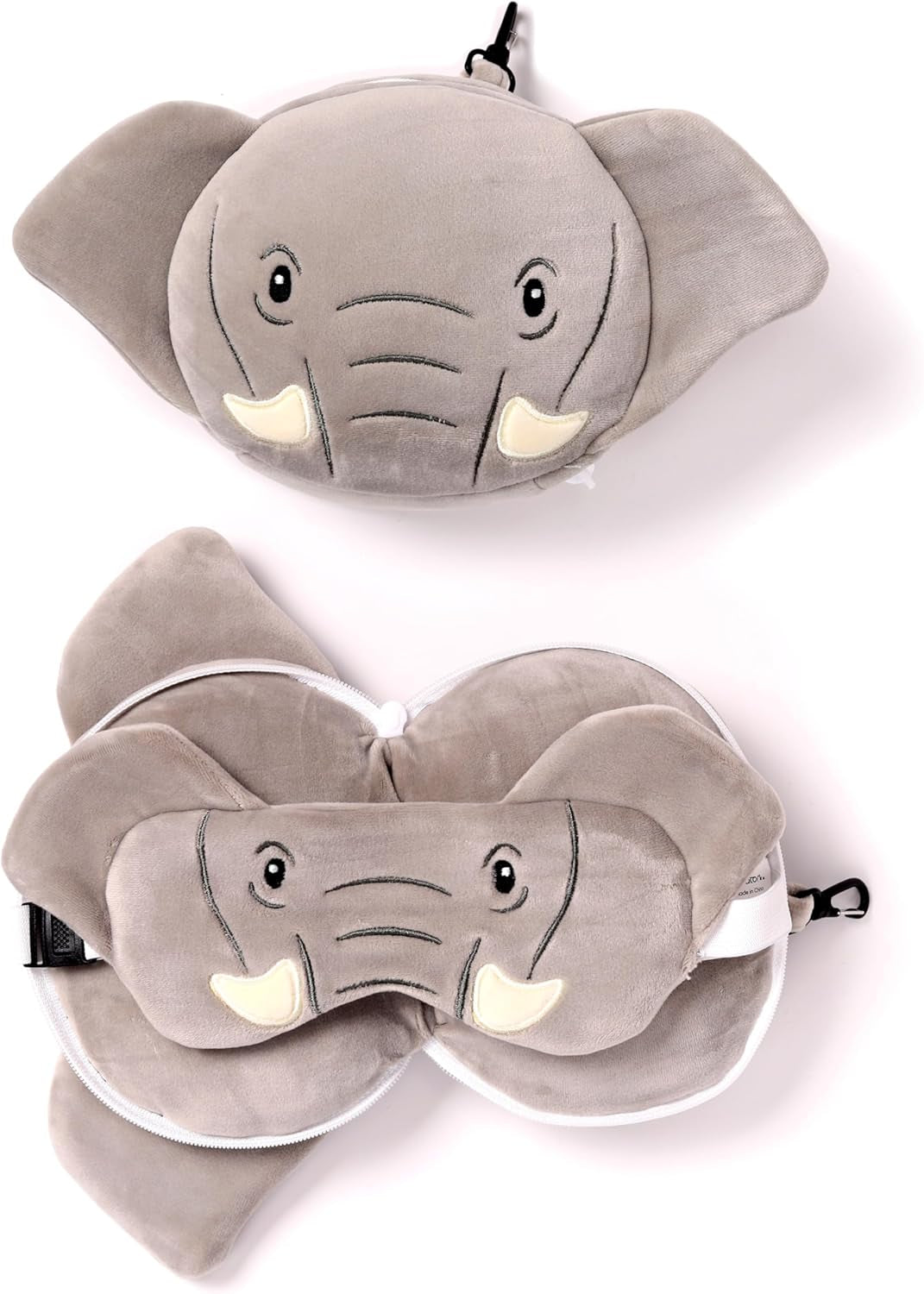 Reiskussen, rond, pluche, olifant en oogmasker, unisex, één maat, unisex, taille Unieke reiskussens Naty Shop standaardtitel