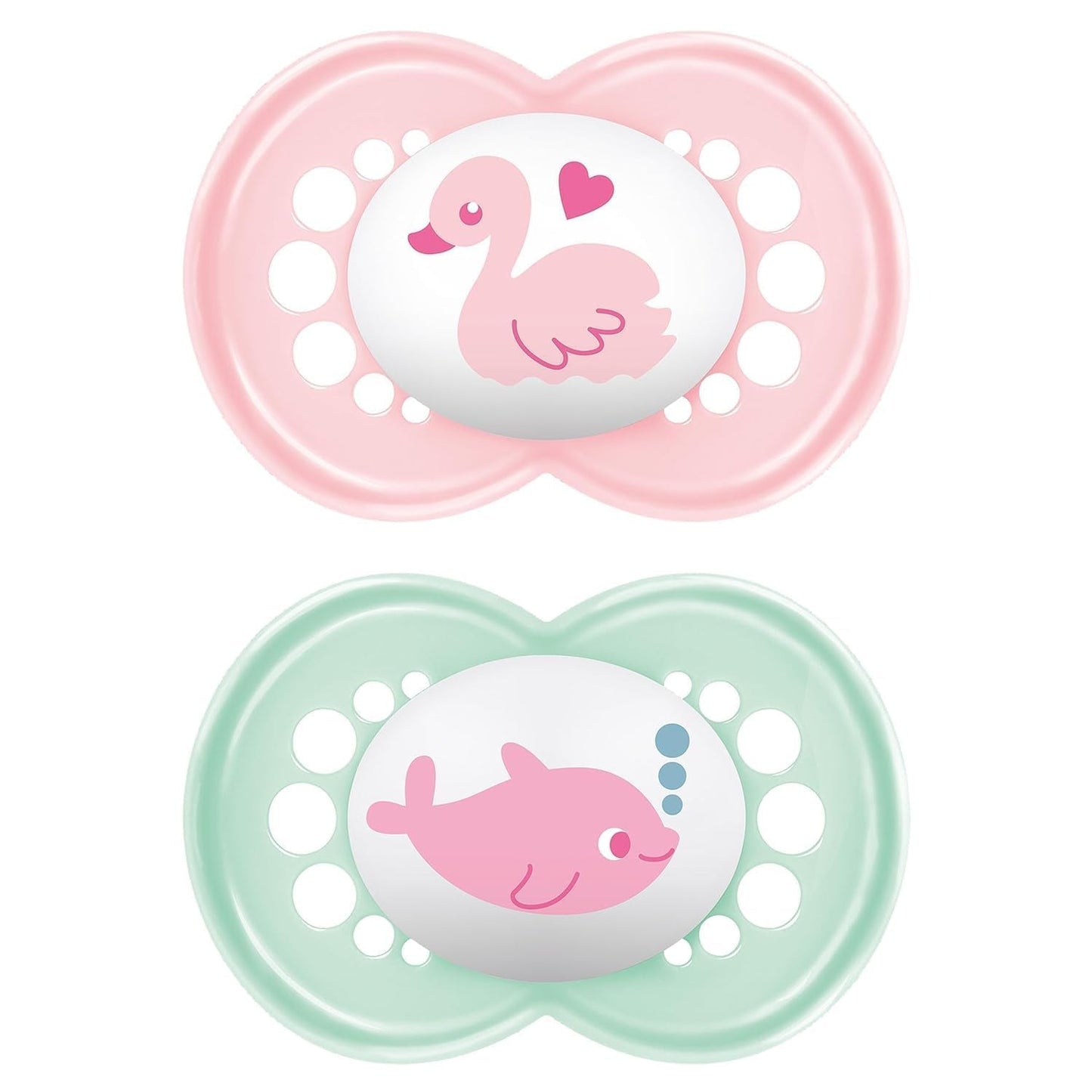 Originele MAM Fopspenen | 6-16 maandag | Babyfopspenen | Geaccepteerd door 94% | Geschikt voor borstvoeding | Aanbevolen door verloskundigen | Tandvriendelijk | Siliconen SkinSoft | Zwaan/dolfijn | Pak van 2