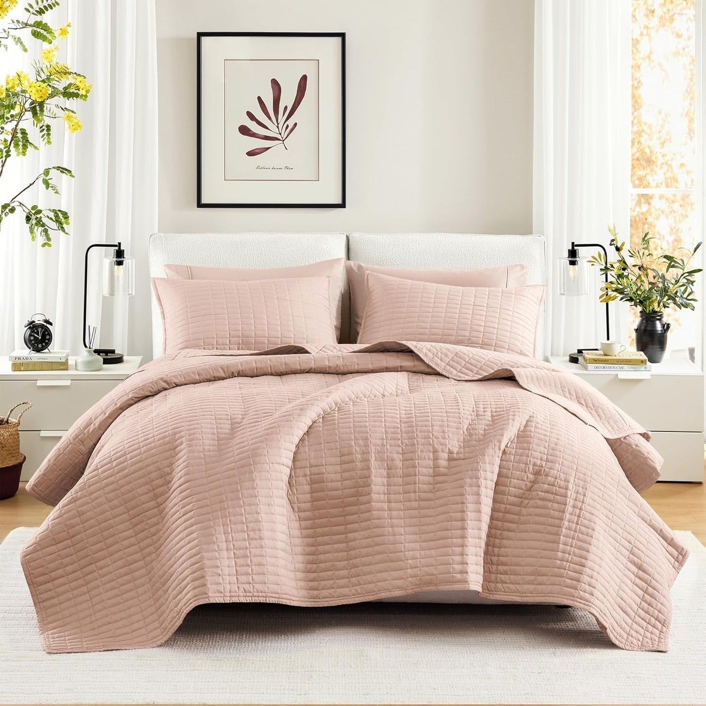 Comfort Spaces Kienna dekbedset, luxe dubbel gestikte zomerdeken, lichtgewicht, zacht, beddengoed het hele jaar door, bijpassende kussensloop, wit, deken voor kingsize bedden (264,2 x 228,6 cm), Naty Shop dekbedden en dekbedden Rood Full/Queen (90"X90")