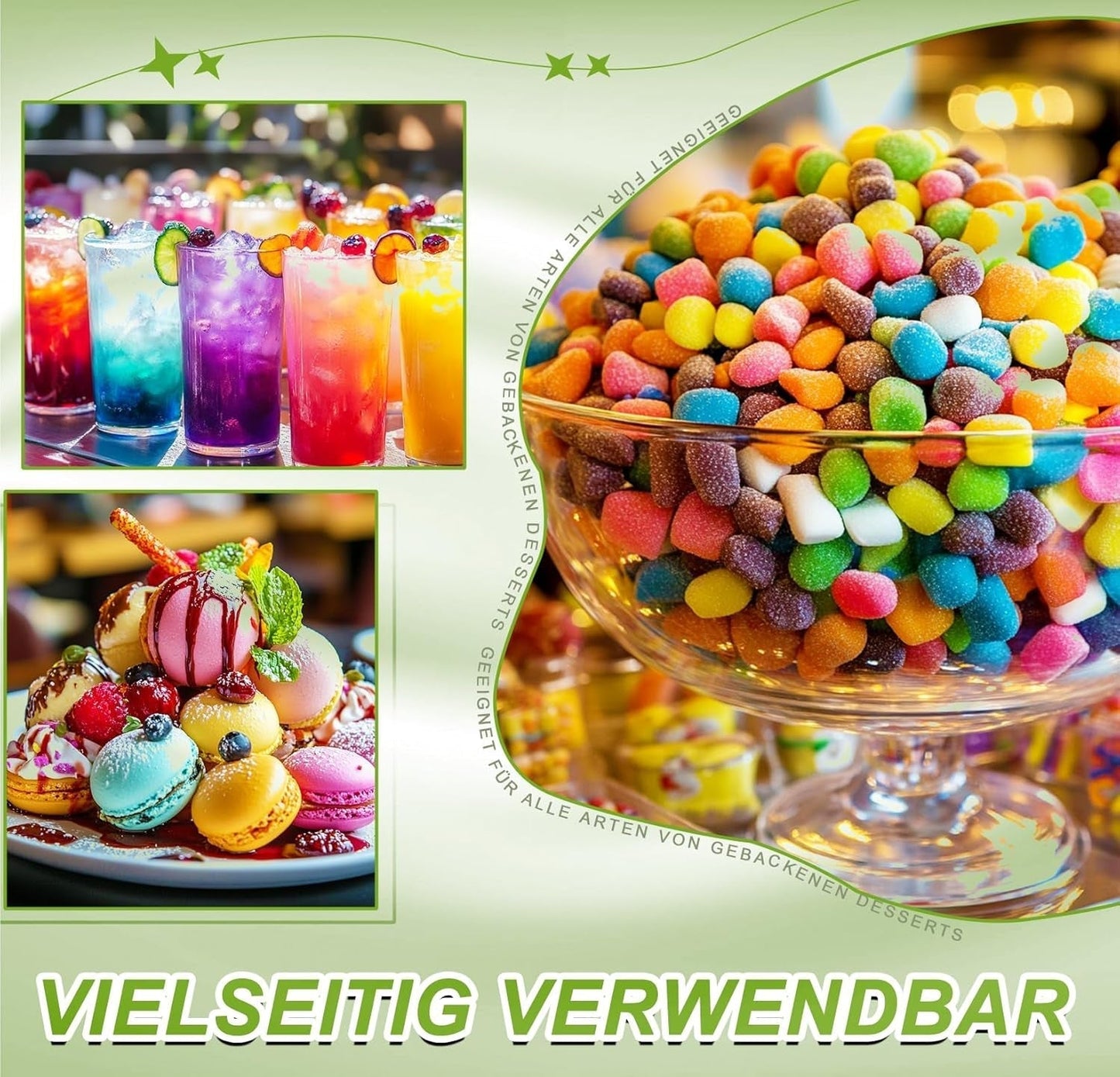 Voedselkleuring in poedervorm - 24 sterk geconcentreerde kleurstoffen Levendige kleurstoffen voor taarten, macarons, fondant, bakken, glazuur, botercrème, koekjes - 2 g (elk)