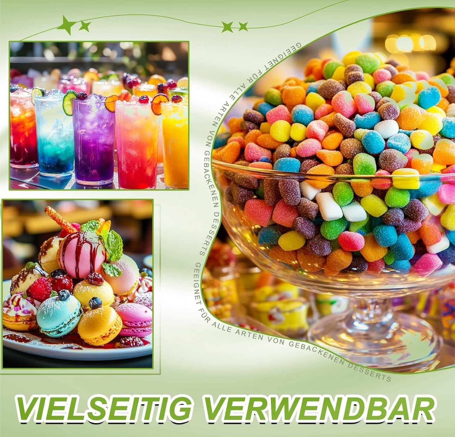 Voedselkleuring in poedervorm - 24 sterk geconcentreerde kleurstoffen Levendige kleurstoffen voor taarten, macarons, fondant, bakken, glazuur, botercrème, koekjes - 2 g (elk)