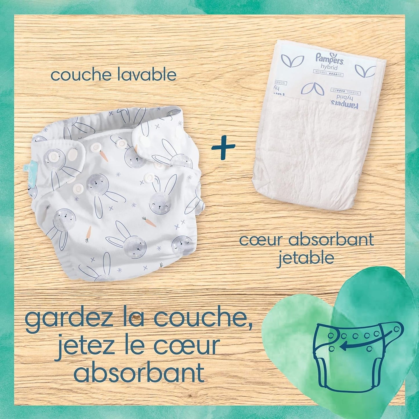 Pampers - Harmony Hybrid Starter Pack, 3 wasbare luiers + 25 wegwerptoplagen - 1 pak