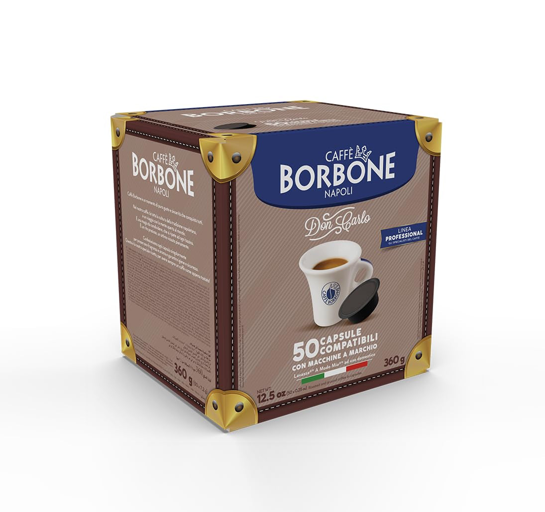 Caffè Borbone Don Carlo Blaue Blend - 50 Kapseln - Compatibel met Lavazza®* A Modo Mio®* Haushalts-Espressomaschinen