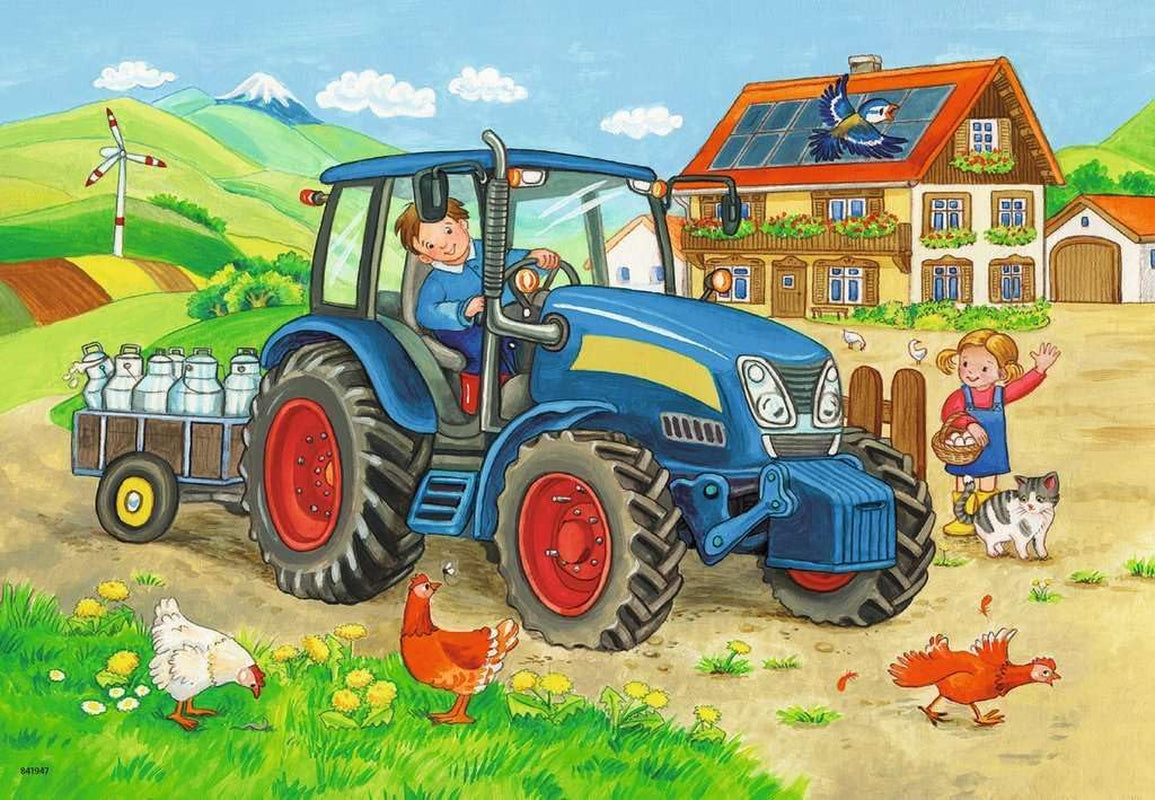 Ravensburger Puzzel voor kinderen - 07616 Bouwplaats en boerderij - Puzzel voor kinderen vanaf 3 jaar, met 2X12 stukjes Puzzel Naty Shop