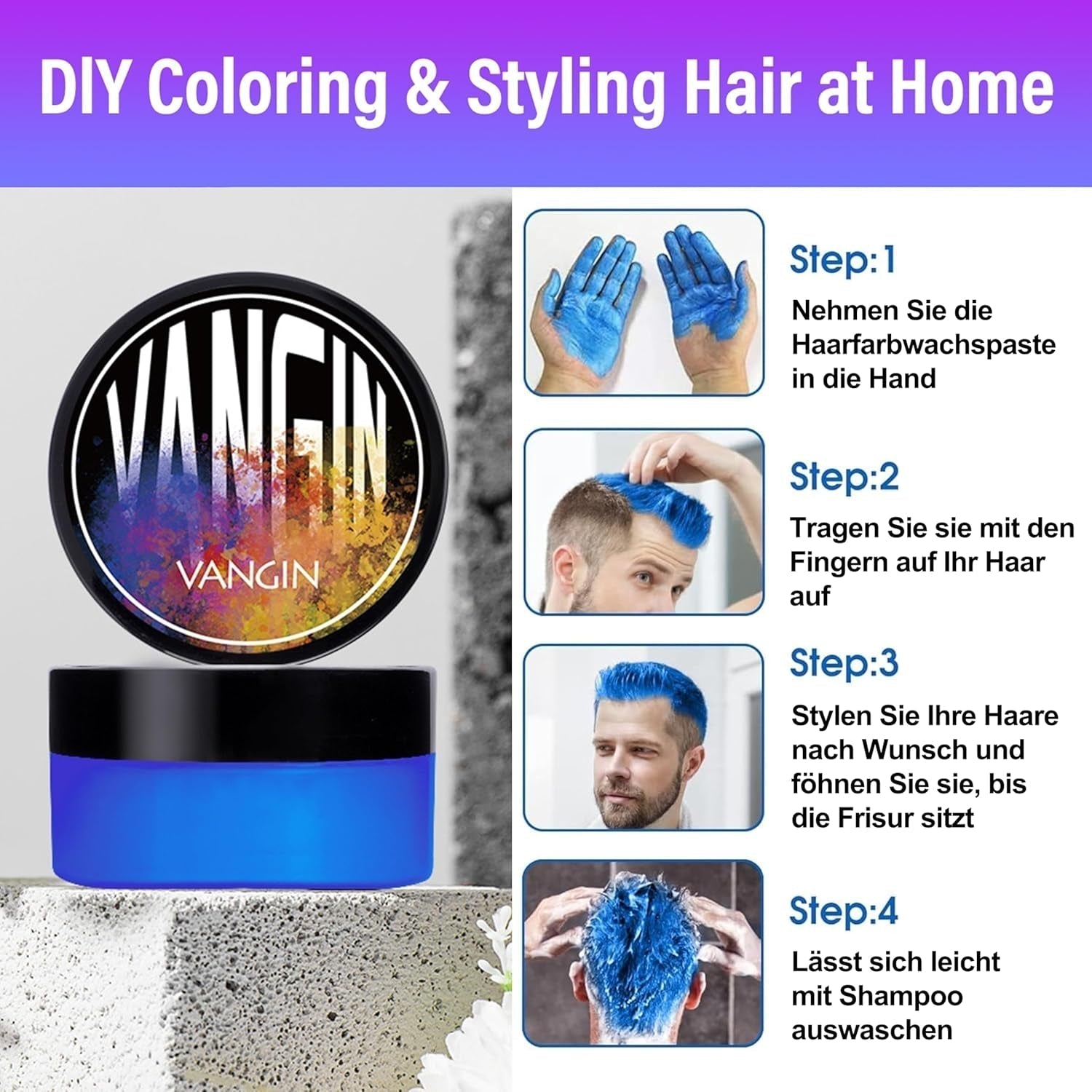 Groene Tijdelijke Haarverf, Styling Haarkleur voor Mannen Vrouwen, Natuurlijke Haarpommade, Haarverf Wax voor Feest, Cosplay & Halloween, Kerstmis, Crème Tijdelijke Haarverf (100g, Groen) Naty Shop Haarverf