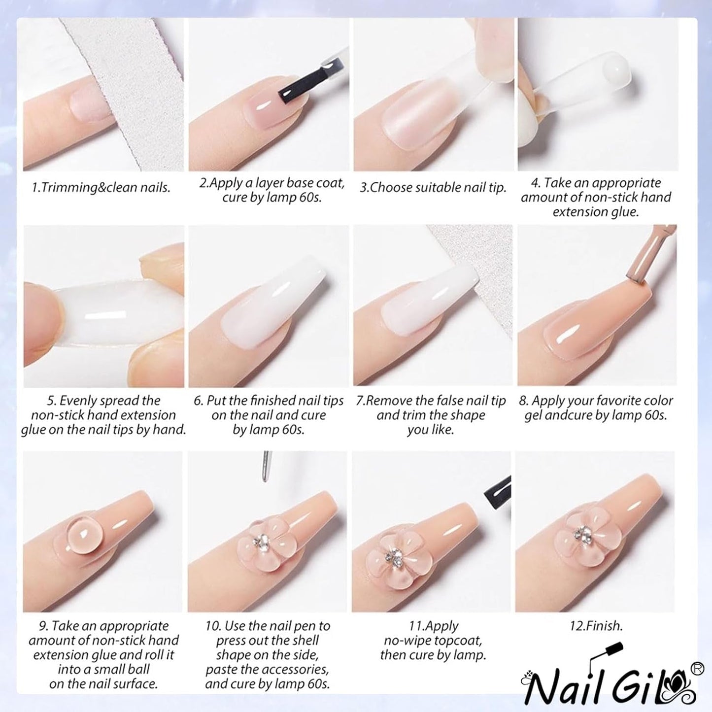 NAILGIL Solid Gel nagellak, Solid Gel nagellijm, 3D Nail Art Sculpture met gereedschapsset, DIY Home Salon, Transparant 15G