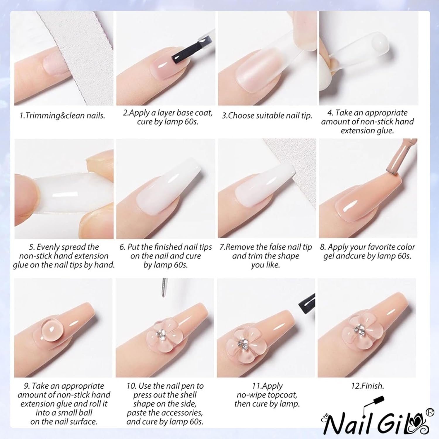 NAILGIL Solid Gel nagellak, Solid Gel nagellijm, 3D Nail Art Sculpture met gereedschapsset, DIY Home Salon, Transparant 15G