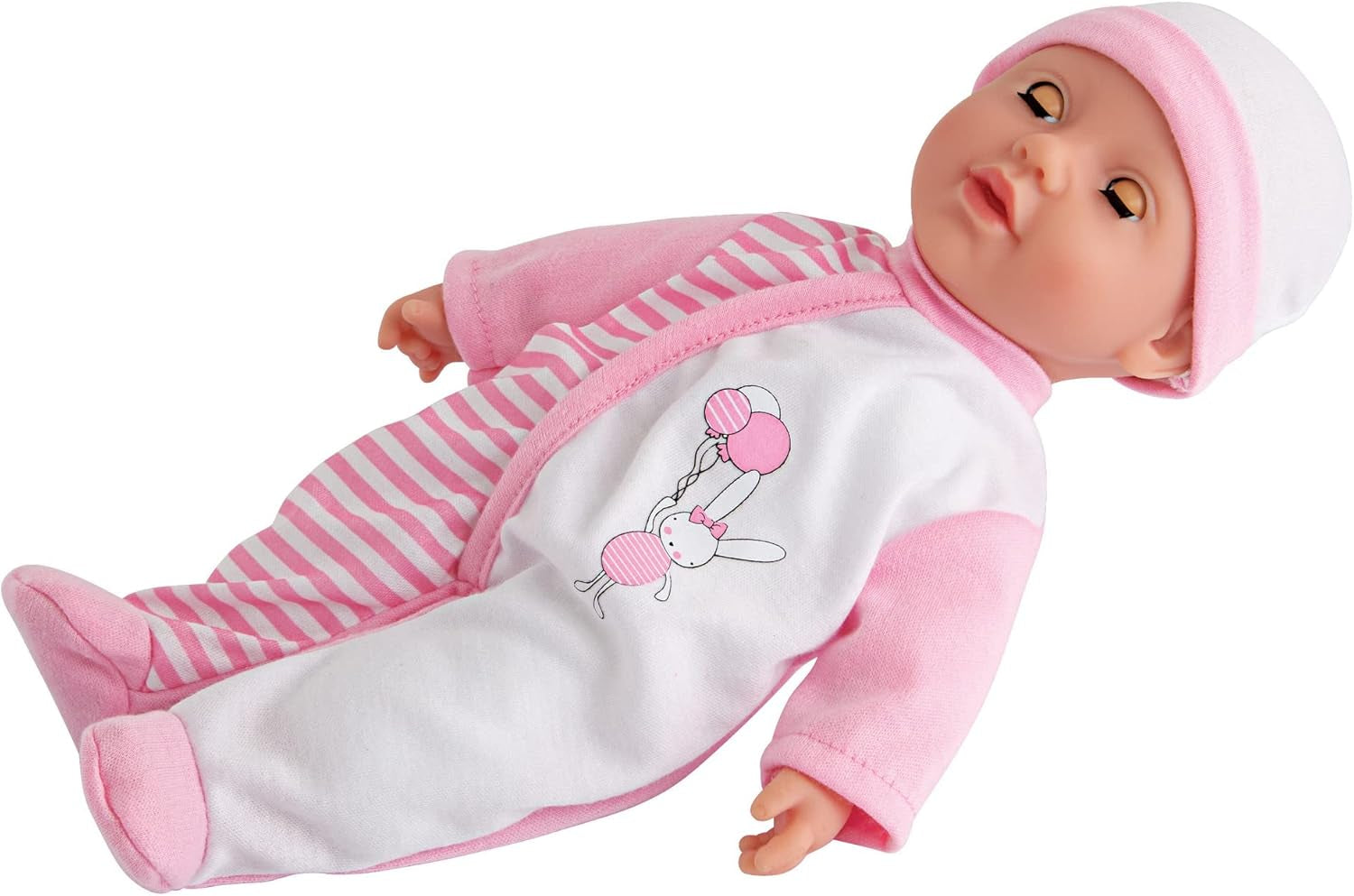 Simba 105140020 - My Love Baby Talk zachte lichaamspop met slaperige ogen in schattige jurk maakt 24 babygeluiden 30 cm babypop vanaf 2 jaar wit roze Naty Shop-poppen