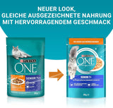 PURINA ONE Senior 7+ nat kattenvoer, malse stukjes in kippensaus, verpakking van 26 (26 x 85 g)