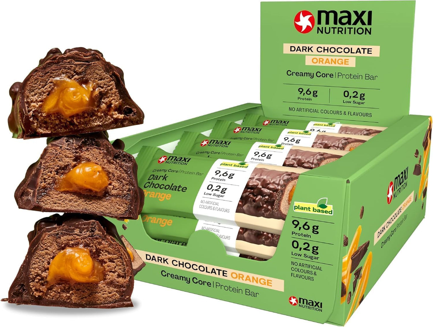 MaxiNutrition Romige veganistische eiwitreep met chocolade, pinda's en karamel 12x45g - veganistische eiwitreep, 18% eiwit, 8,3 g per reep, laag suikergehalte (0,9 g), geen toegevoegde suiker, geen kunstmatige smaakstoffen