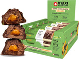 MaxiNutrition Romige veganistische eiwitreep met chocolade, pinda's en karamel 12x45g - veganistische eiwitreep, 18% eiwit, 8,3 g per reep, laag suikergehalte (0,9 g), geen toegevoegde suiker, geen kunstmatige smaakstoffen