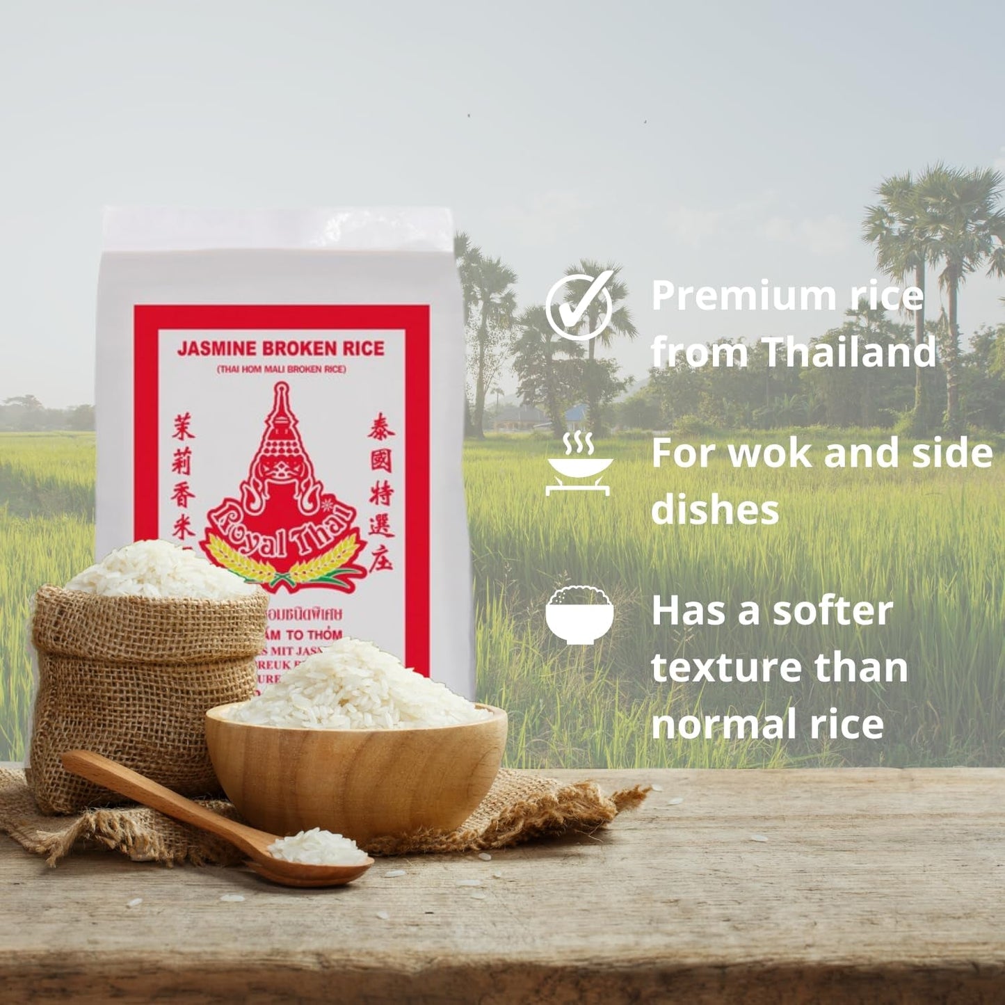 ROYAL THAI RIJST - Gebroken Jasmijnrijst - 1 x 20 kg