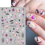 JMEOWIO Nagelsticker Halloween Süßer Geisterkürbis 9 Blatt Nail Art Sticker Selbstklebend Nagelaufkleber Decoratie Nageldesign Zubehör